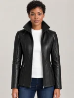 Women's Genuine Sheepskin Stand UP Collar Leather Jacket