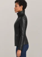 Women's Genuine Sheepskin Stand UP Collar Leather Jacket