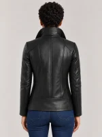 Women's Genuine Sheepskin Stand UP Collar Leather Jacket