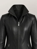 Women's Genuine Sheepskin Stand UP Collar Leather Jacket
