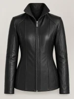 Women's Genuine Sheepskin Stand UP Collar Leather Jacket