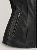 Women's Genuine Sheepskin Stand UP Collar Leather Jacket