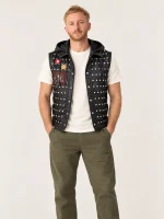 Men's Halloween Watch Dog Hood Leather Vest