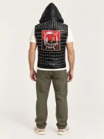Men's Halloween Watch Dog Hood Leather Vest