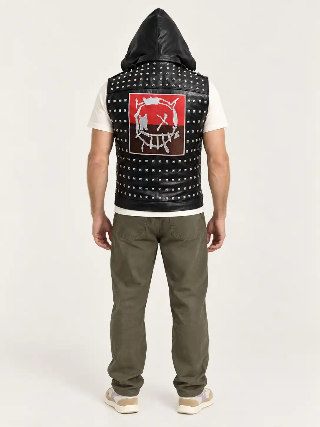 Men's Halloween Watch Dog Hood Leather Vest