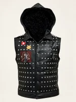 Men's Halloween Watch Dog Hood Leather Vest