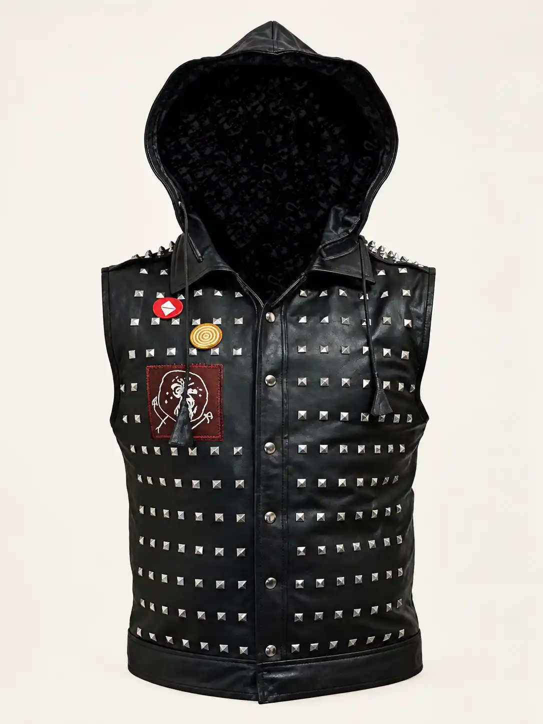 Men's Halloween Watch Dog Hood Leather Vest