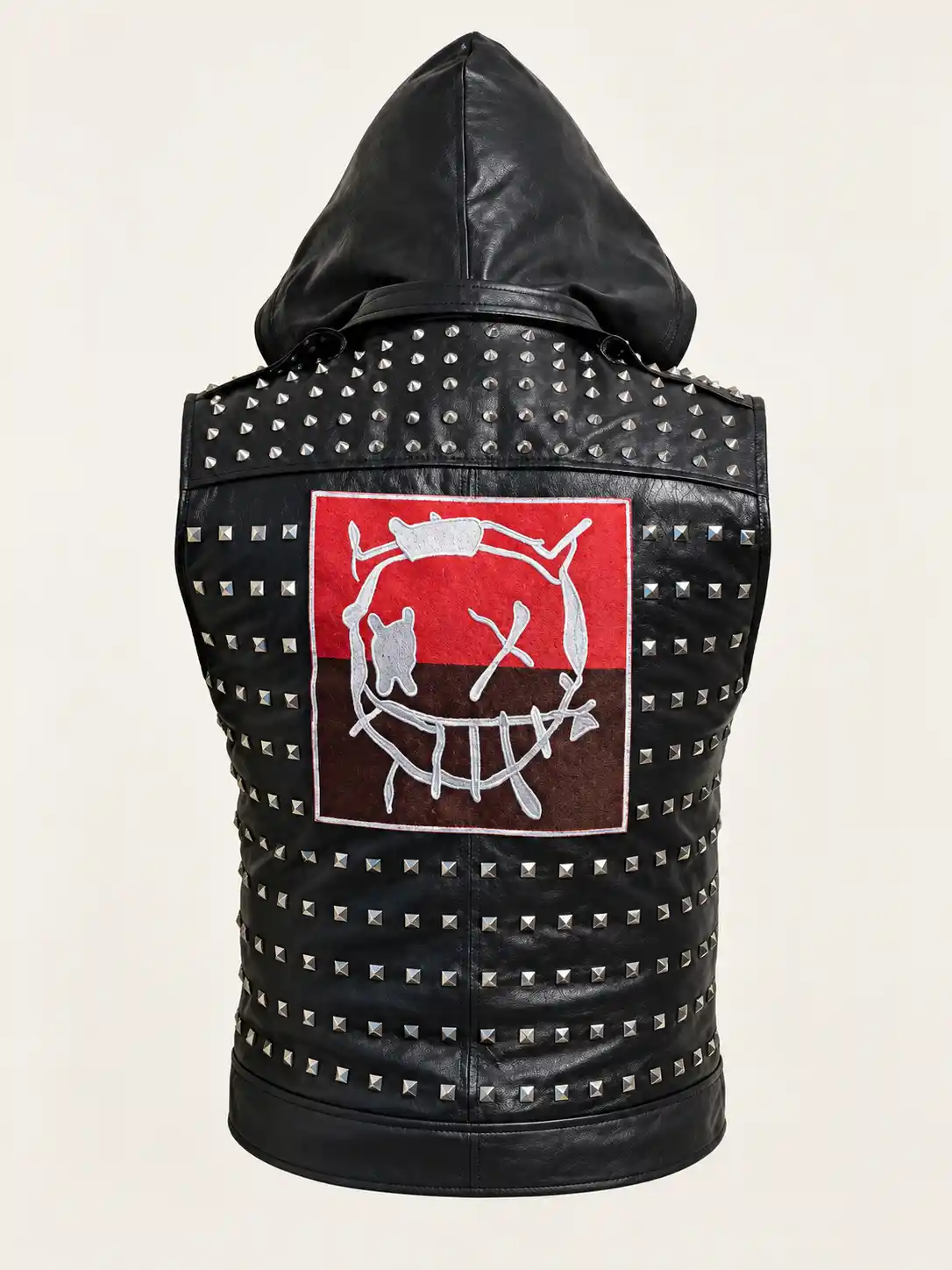 Men's Halloween Watch Dog Hood Leather Vest