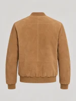 Men's Baseball Suede Leather Jacket In Brown