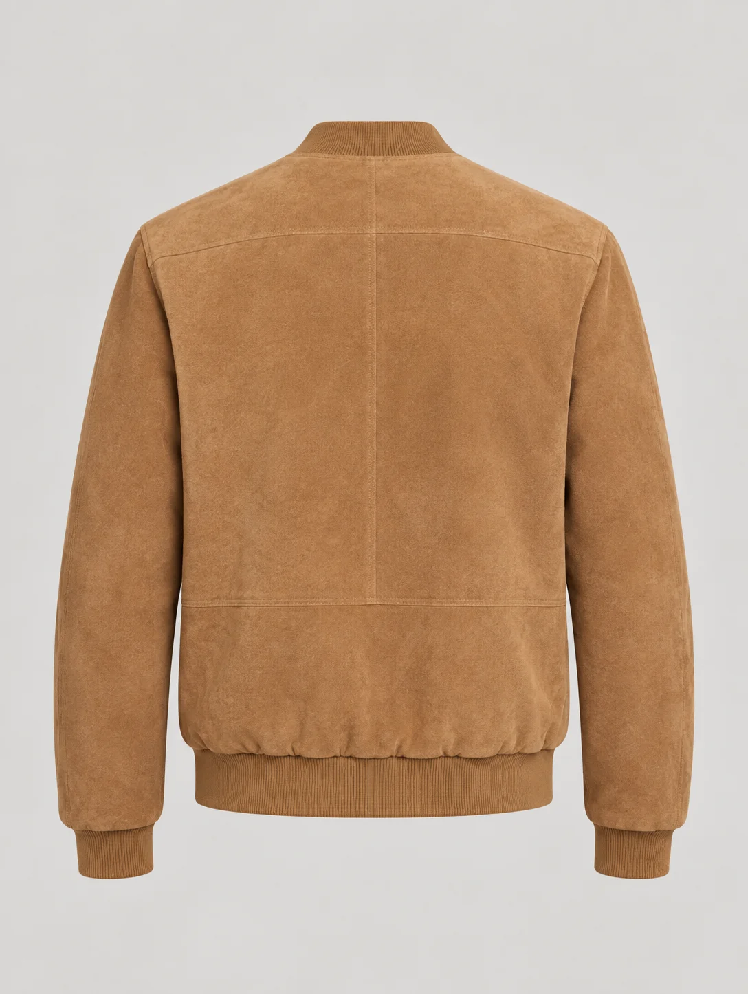 Men's Baseball Suede Leather Jacket In Brown