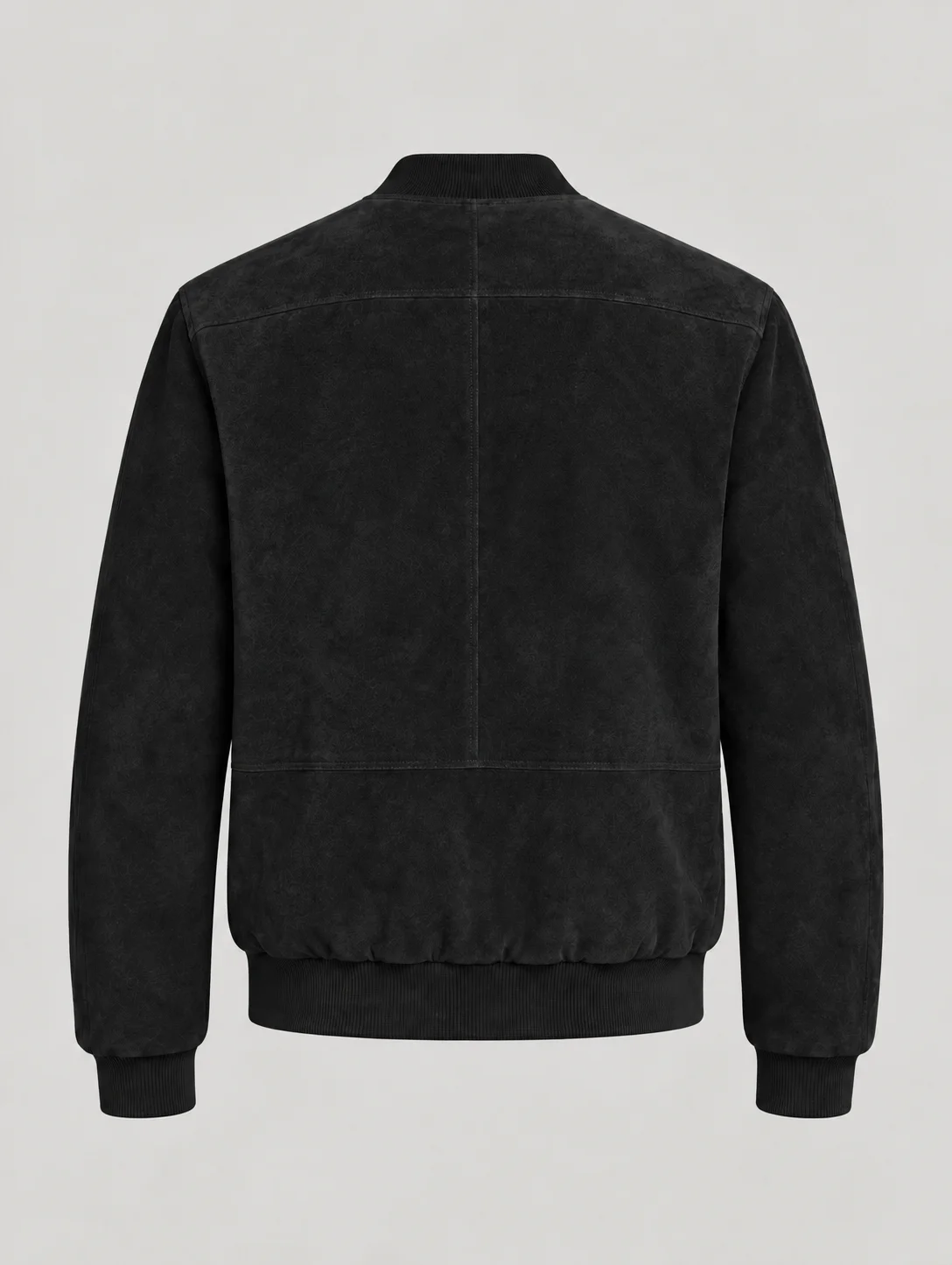Men's Baseball Suede Leather Jacket In Black