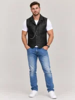 Men's Halloween Cullen Black Leather Vest