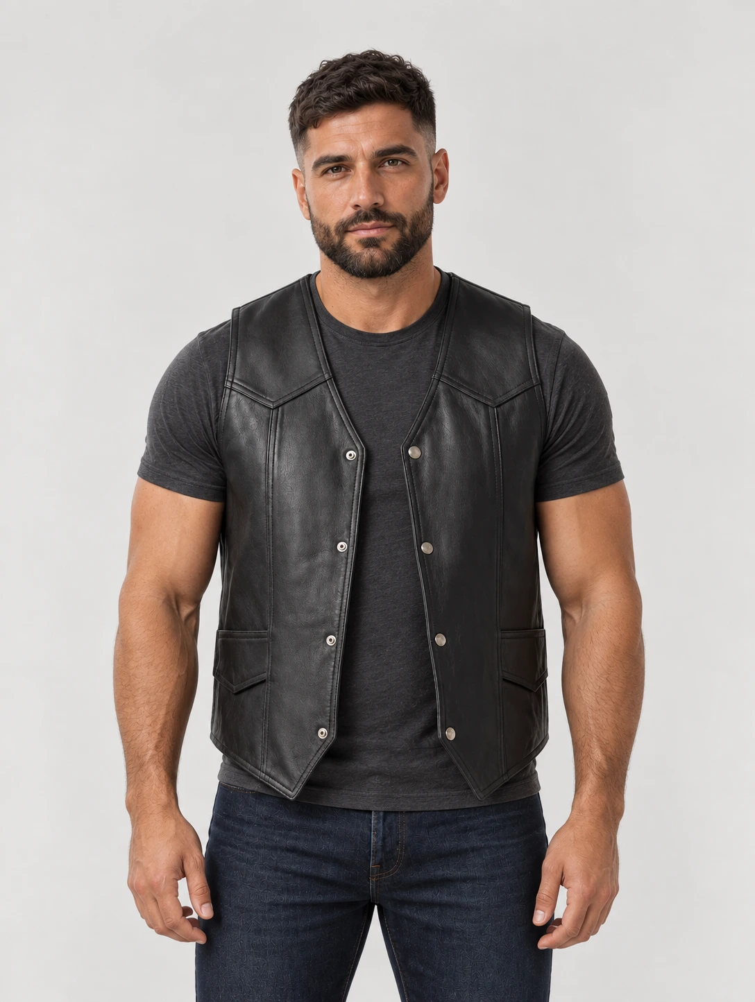 Men's Soft Durable Motorcycle Leather Vest