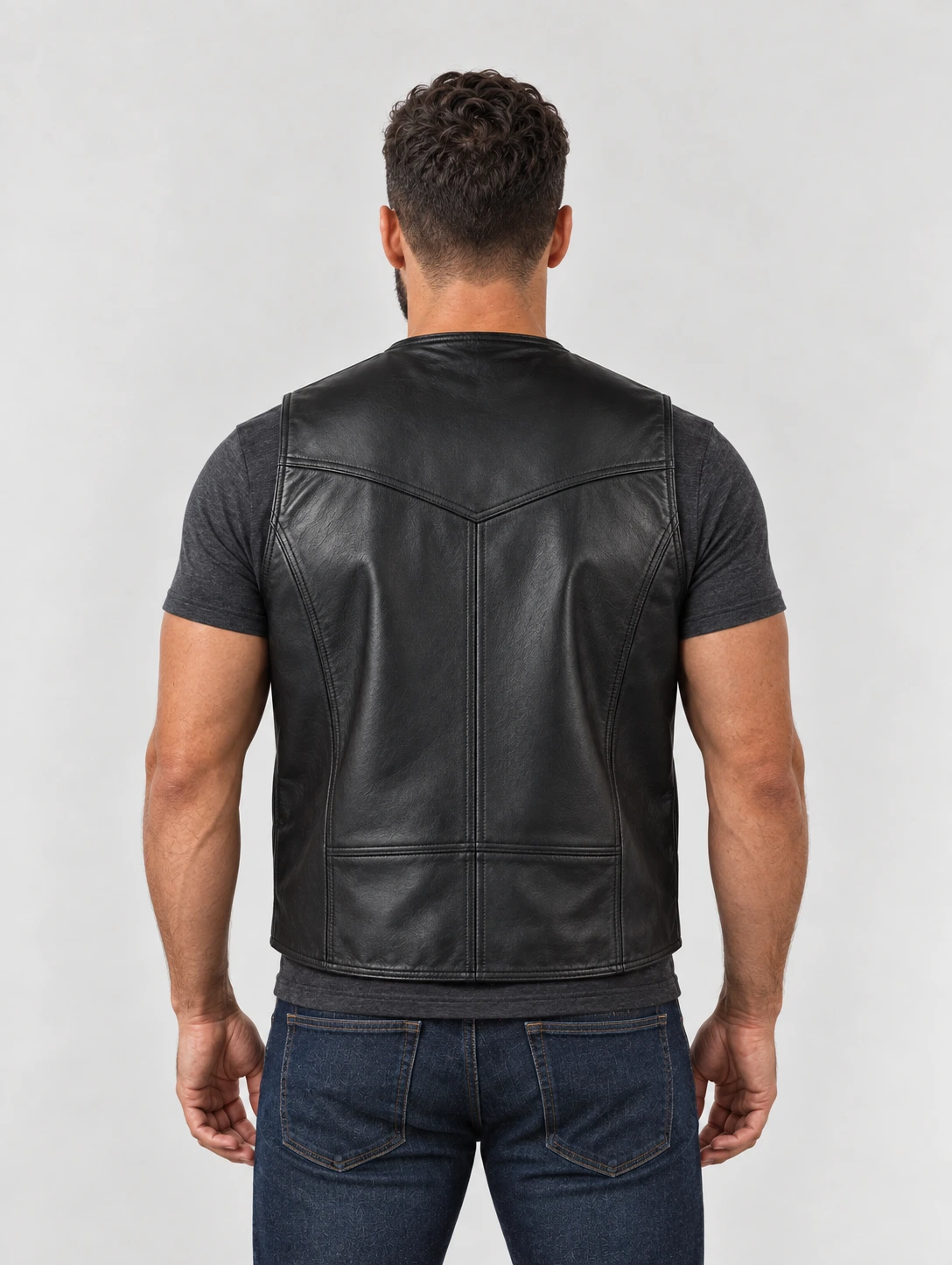 Men's Soft Durable Motorcycle Leather Vest