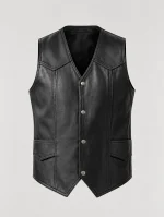 Men's Soft Durable Motorcycle Leather Vest