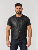 Men's Soft Durable Motorcycle Leather Vest