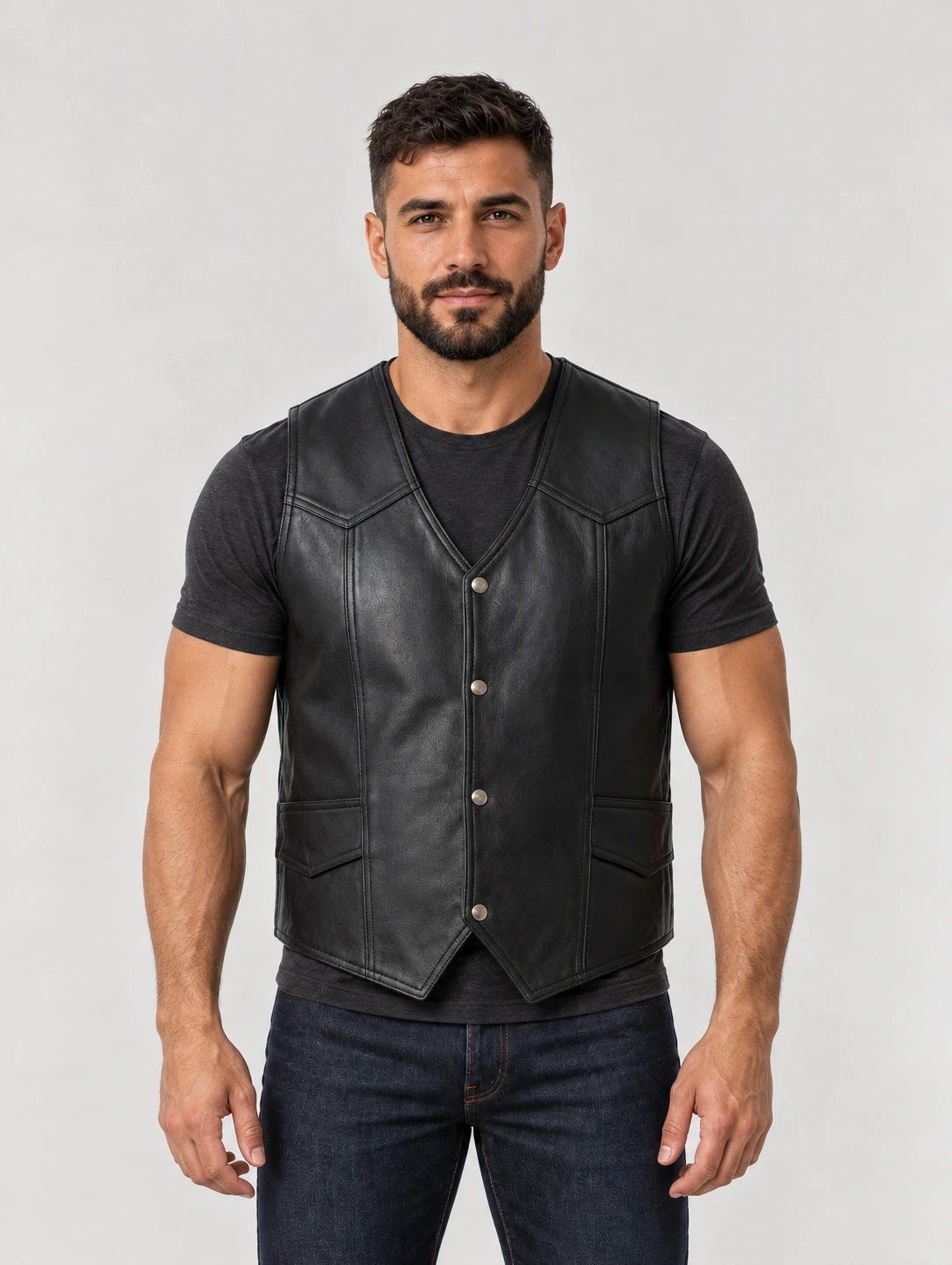 Men's Soft Durable Motorcycle Leather Vest