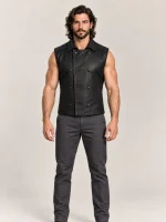 Men's Halloween Noir Black Leather Vest