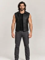 Men's Halloween Noir Black Leather Vest