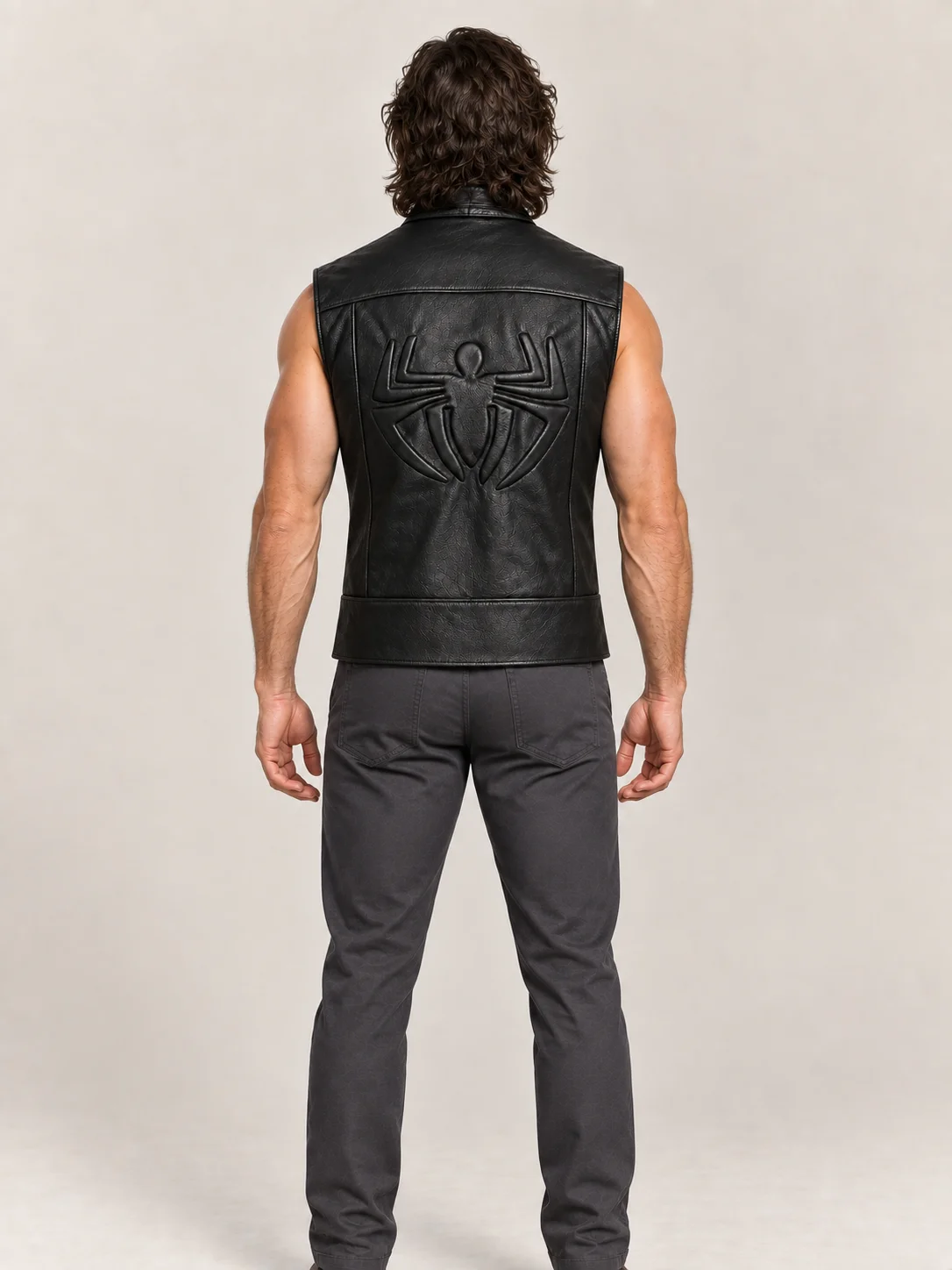 Men's Halloween Noir Black Leather Vest