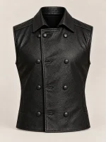 Men's Halloween Noir Black Leather Vest