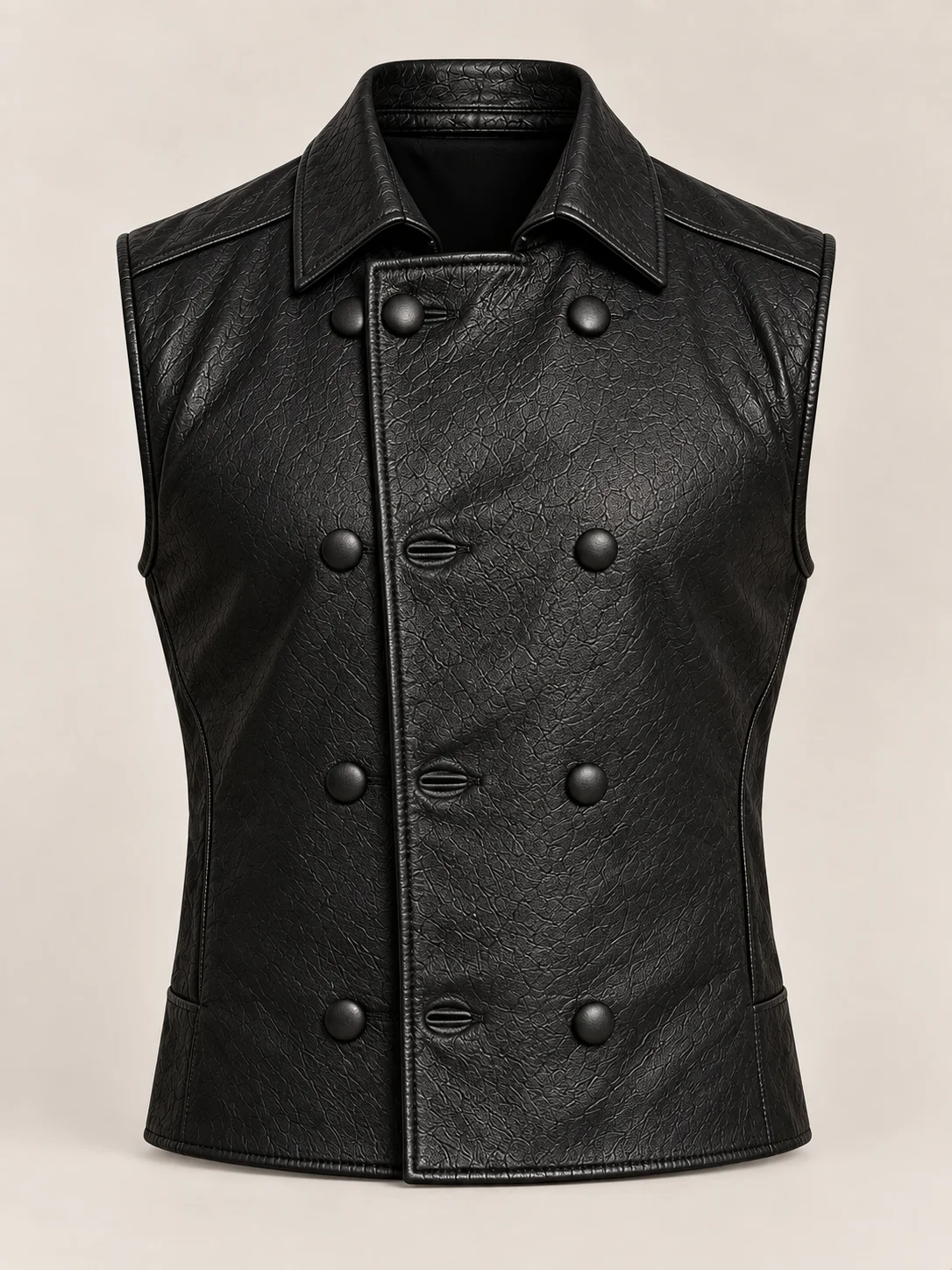 Men's Halloween Noir Black Leather Vest