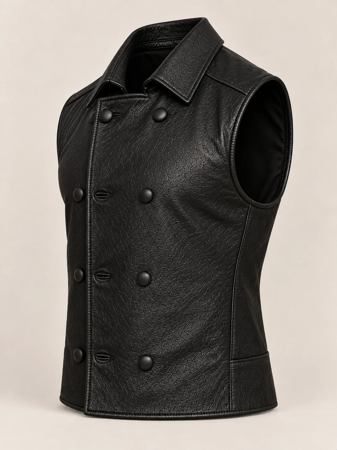 Men's Halloween Noir Black Leather Vest