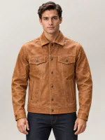 Men's Vintage Trucker Cowhide Leather Jacket