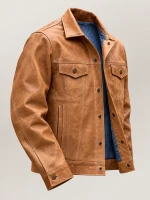 Men's Vintage Trucker Cowhide Leather Jacket