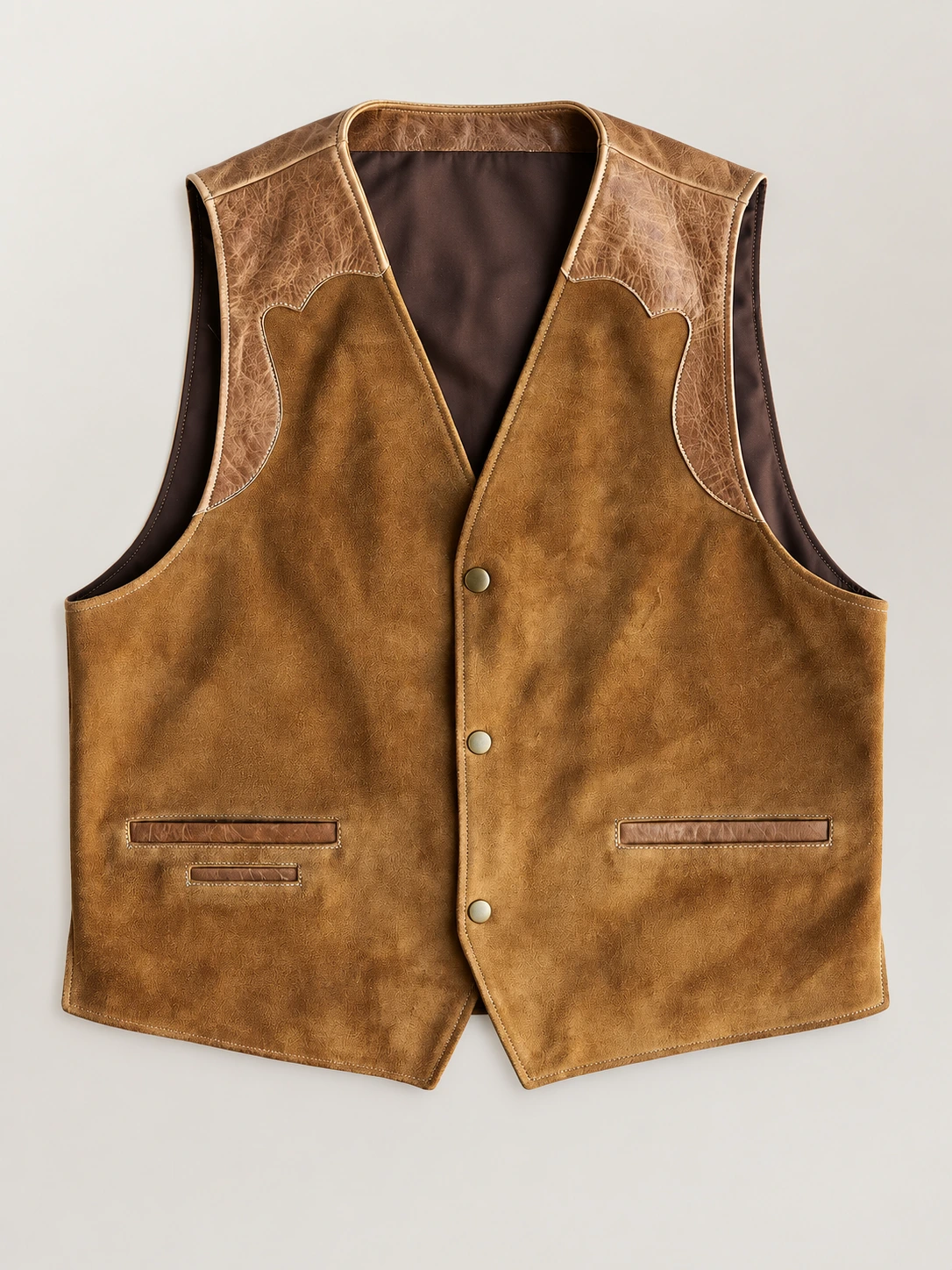Men's Suede Western Garrison Leather Vest In Tan