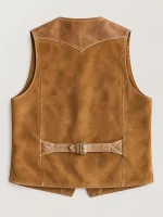 Men's Suede Western Garrison Leather Vest In Tan