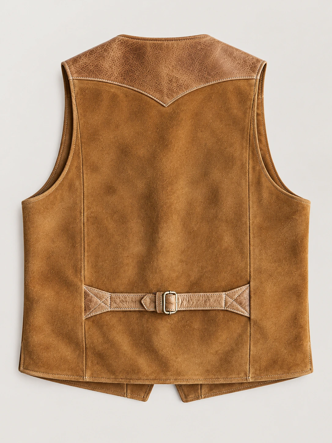 Men's Suede Western Garrison Leather Vest In Tan