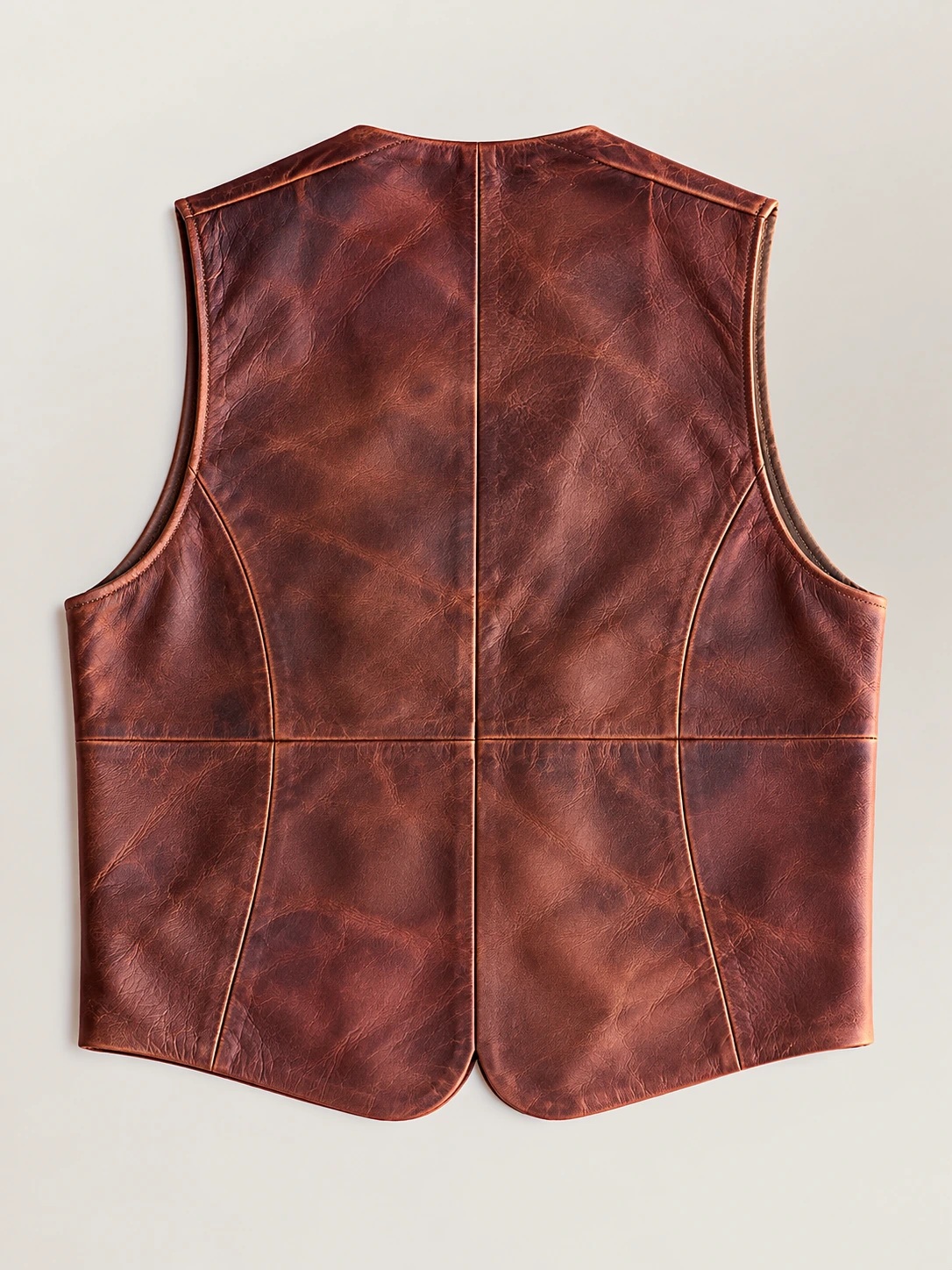 Men's Classic Atique Brown Western Lapel Cowhide Leather Vest