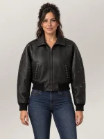 Women's Avirex Cropped Studded Icon Jacket