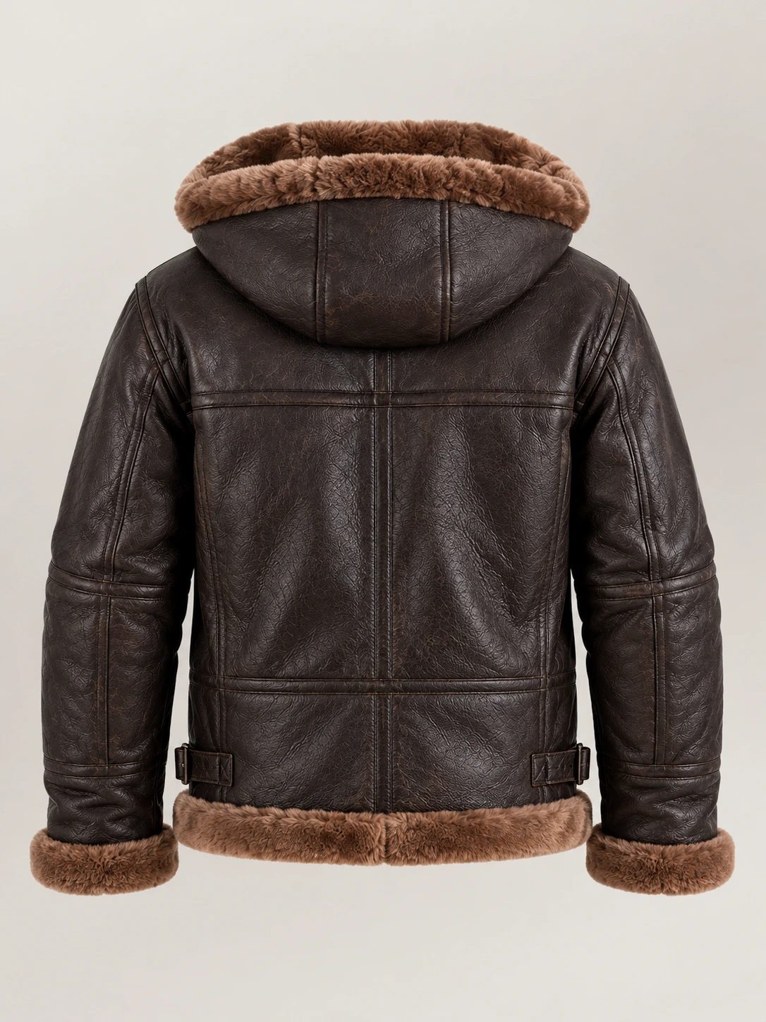 Men's Livigno Brown Hooded Real Shearling Bomber Jacket