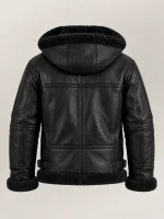 Men's Livigno Black Hooded Real Shearling Bomber Jacket