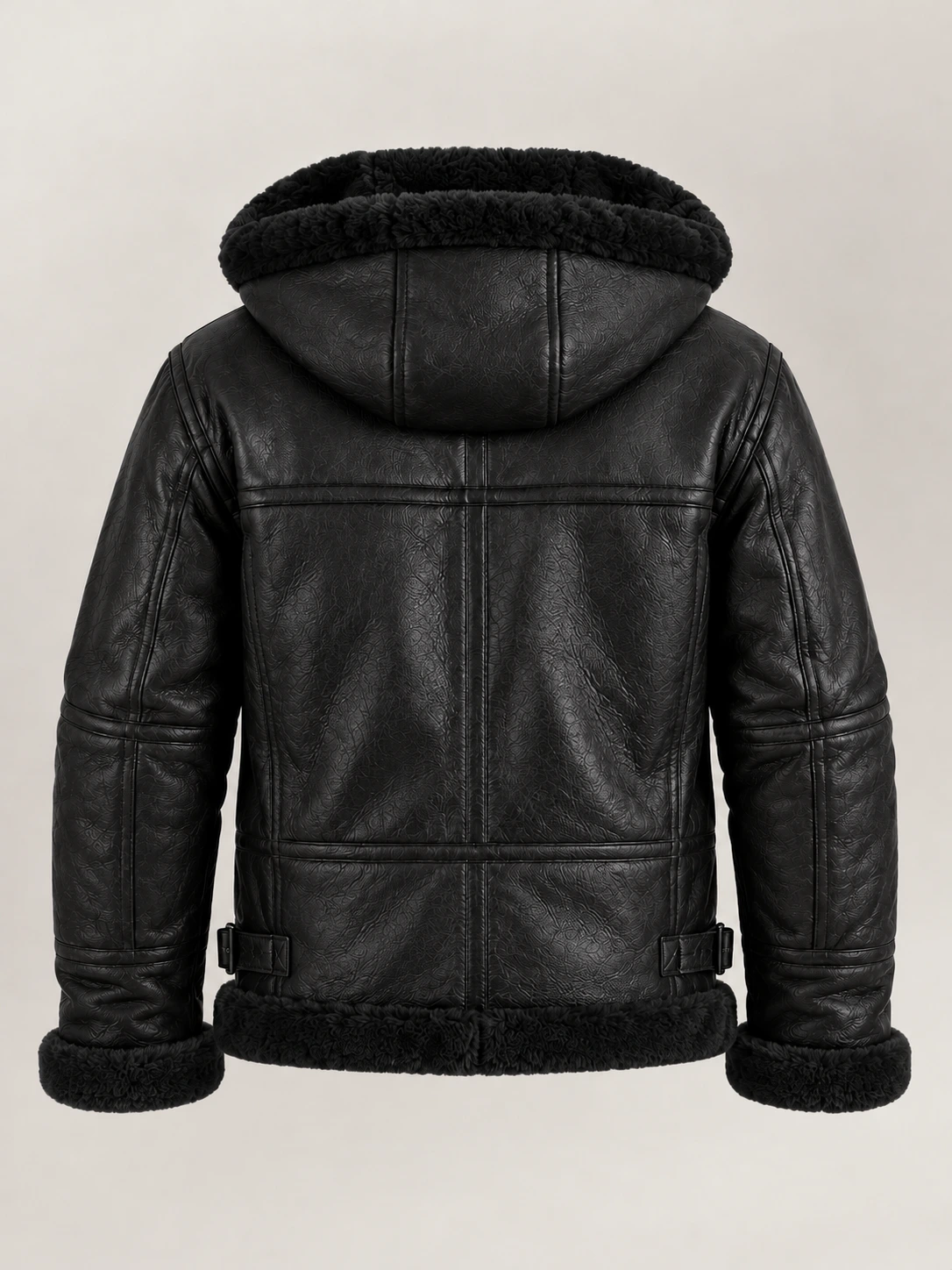 Men's Livigno Black Hooded Real Shearling Bomber Jacket
