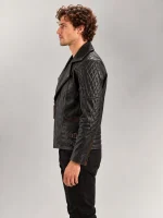 Men's Bari Black Biker Leather Jacket