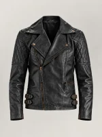 Men's Bari Black Biker Leather Jacket