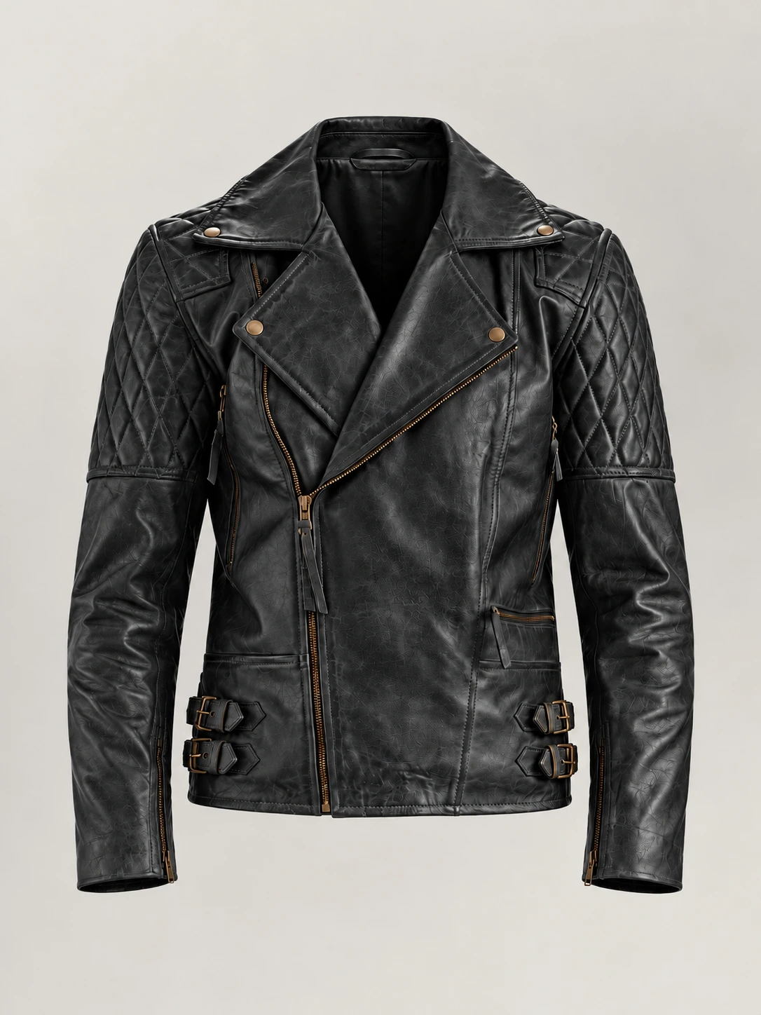 Men's Bari Black Biker Leather Jacket