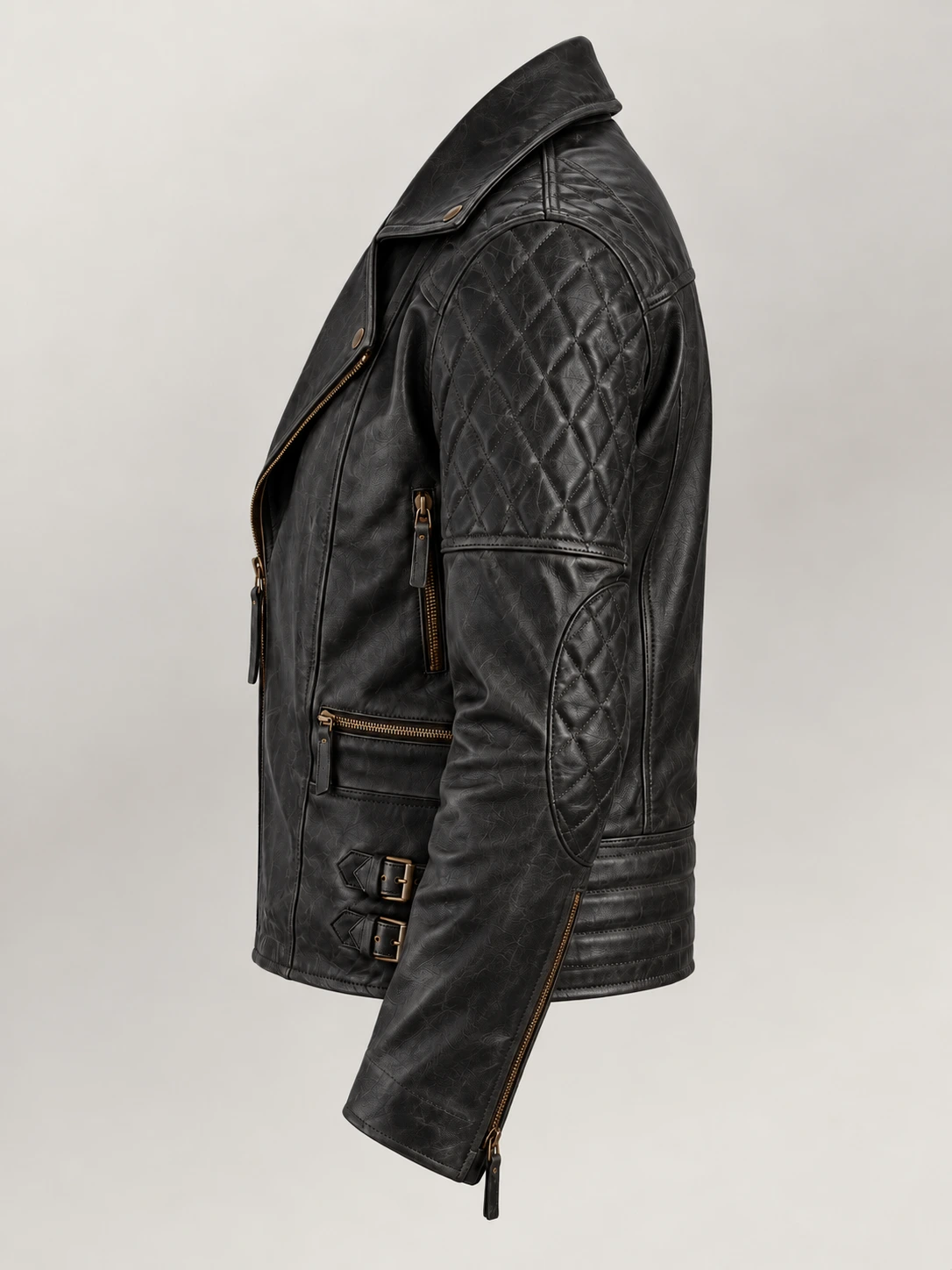 Men's Bari Black Biker Leather Jacket