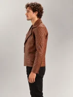 Men's Bari Brown Biker Leather Jacket
