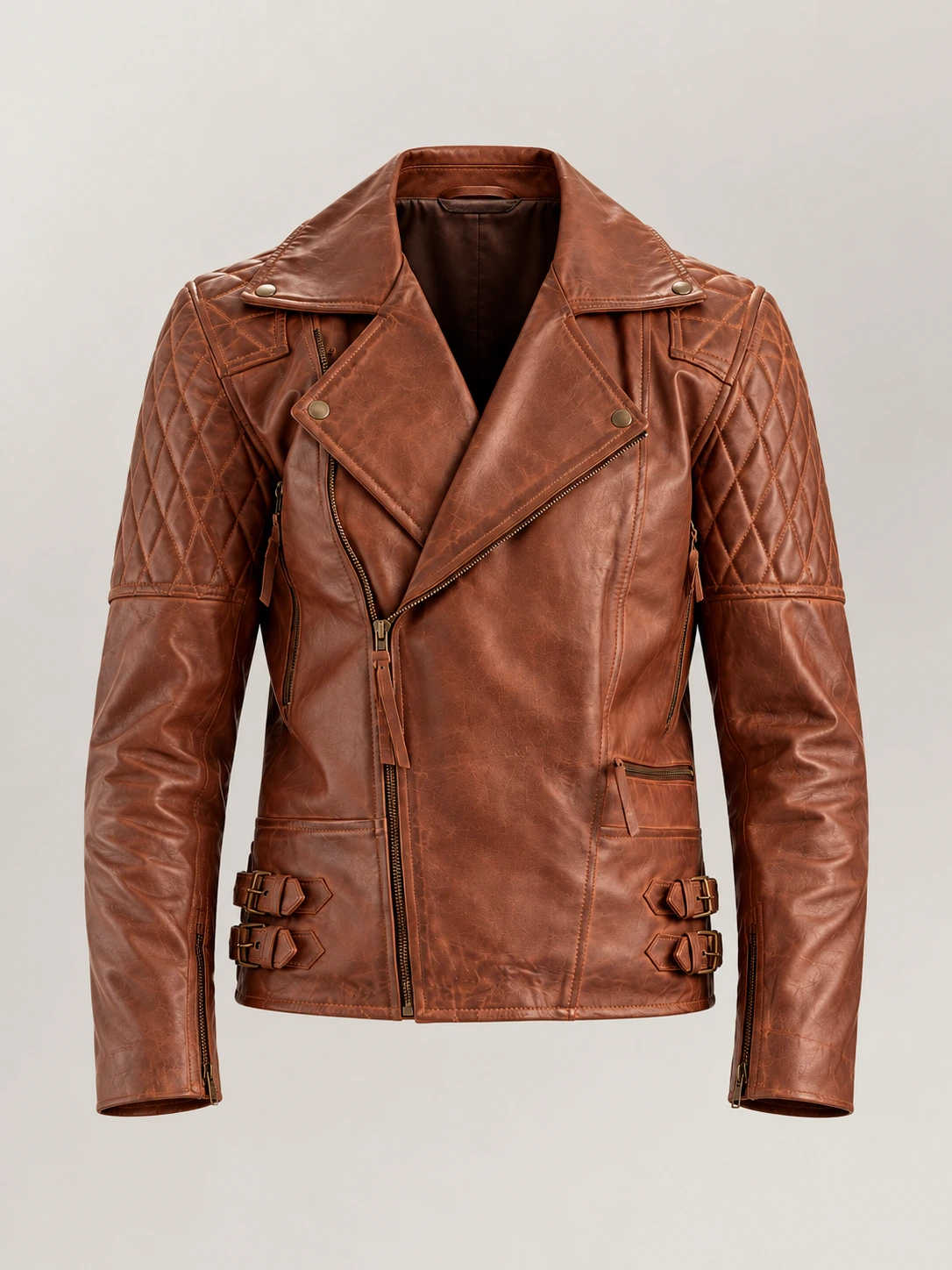 Men's Bari Brown Biker Leather Jacket