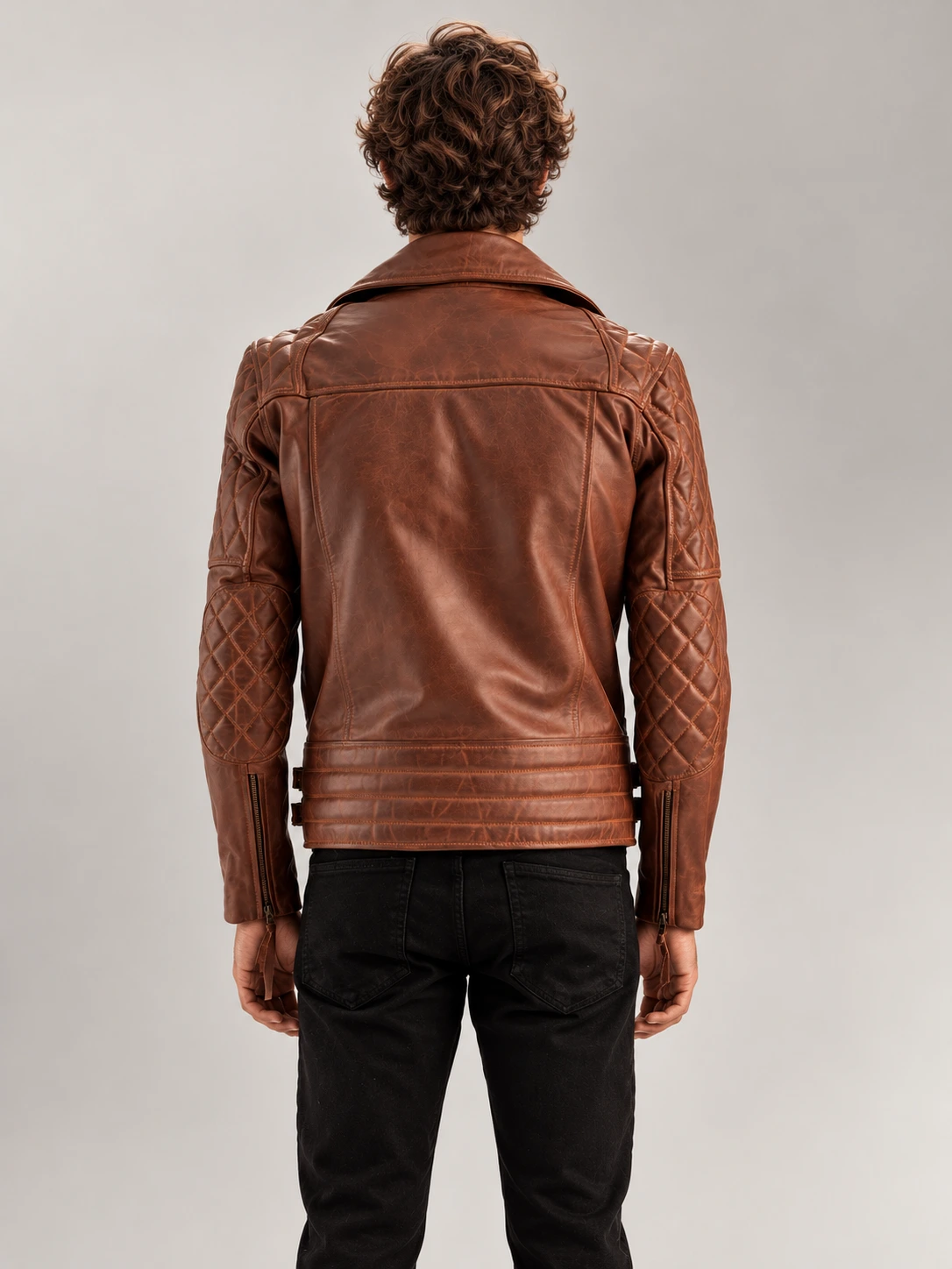 Men's Bari Brown Biker Leather Jacket