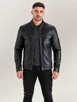 Men's Firenze Black Leather Biker Jacket