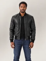 Men's Amalfi Black Leather Bomber Jacket