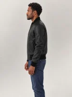 Men's Amalfi Black Leather Bomber Jacket