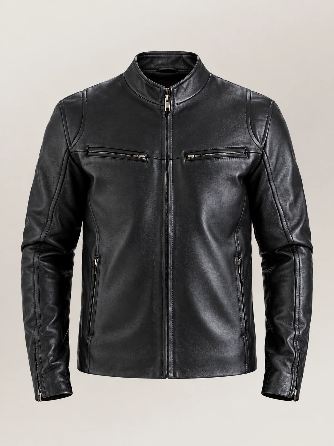 Men's Firenze Black Leather Biker Jacket