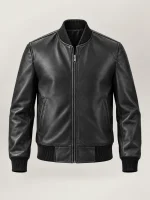Men's Amalfi Black Leather Bomber Jacket