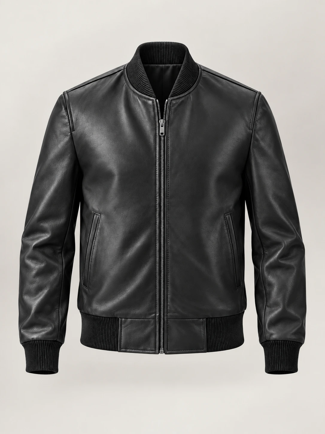 Men's Amalfi Black Leather Bomber Jacket